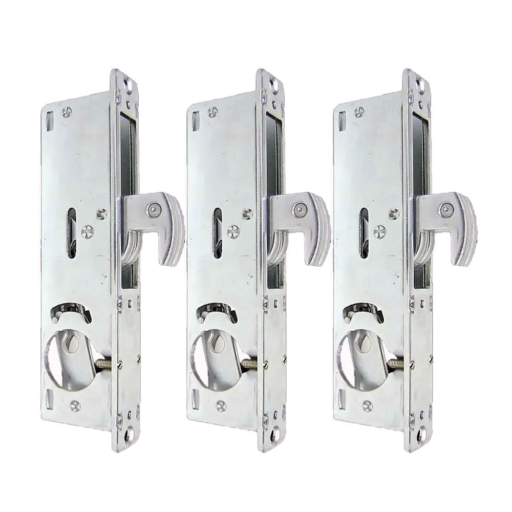 ECS HARDWARE - Narrow-Stile - 1-1/8" Backset, Hook Bolt Lock Zinc Plated 5 ply Laminated Steel Bolt with 2 Aluminum Faceplates (Pack of 3)