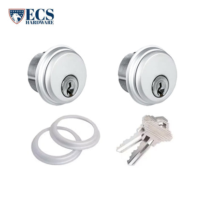 ECS HARDWARE - ZINC Mortise Cylinder- 1-5/32 Diameter, 1 Length, Aluminum Finish SC1 keyway with 2 brass keys