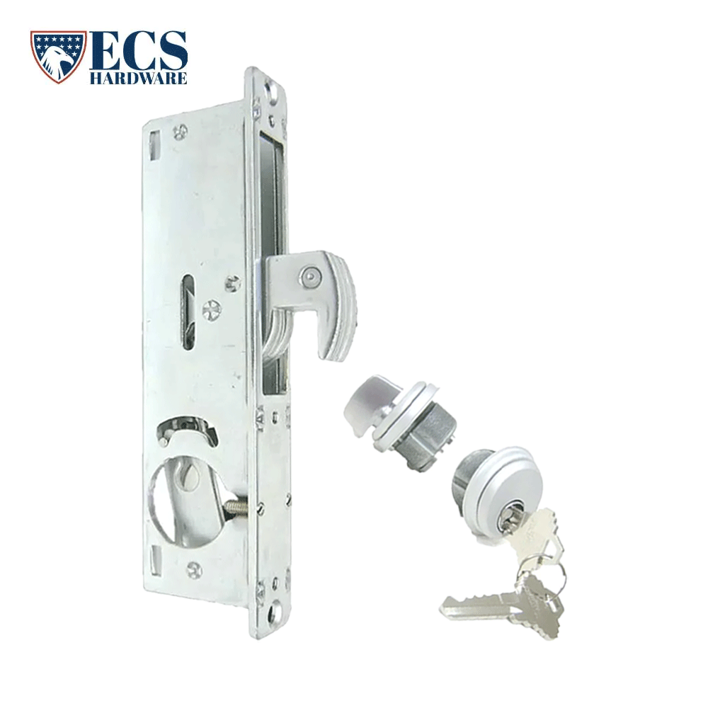 ECS HARDWARE - Zinc Plated Laminated Steel Lock Body 1-1/8" Backset with 2 Aluminum Faceplate and 1-5/32” Diameter Aluminum Finish Zinc Mortise Cylinder SC1 Keyway with 2 Brass Keys