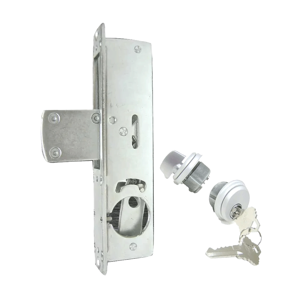 ECS HARDWARE - Zinc Plated Steel Lock Body 1-1/8" Backset with 2 Aluminum Faceplate and 1-5/32” Diameter Aluminum Finish Zinc Mortise Cylinder SC1 Keyway with 2 Brass Keys