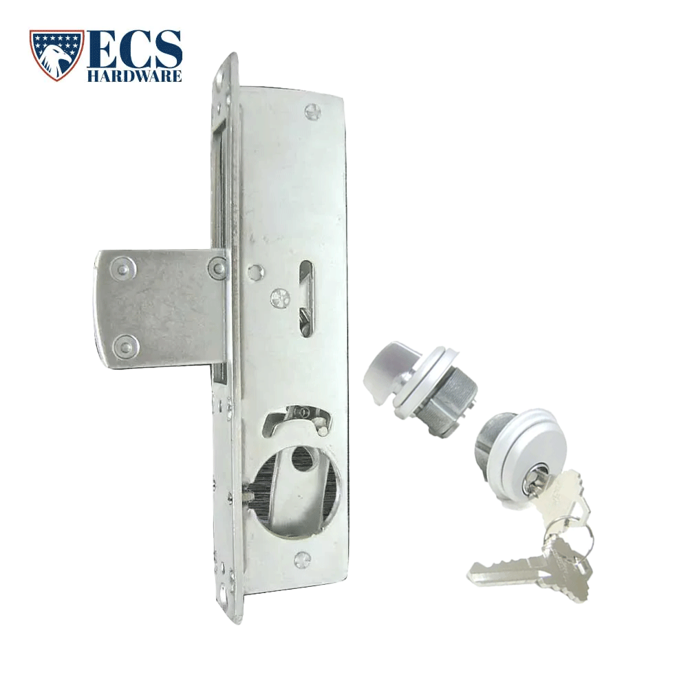 ECS HARDWARE - Zinc Plated Steel Lock Body 1-1/8" Backset with 2 Aluminum Faceplate and 1-5/32” Diameter Aluminum Finish Zinc Mortise Cylinder SC1 Keyway with 2 Brass Keys