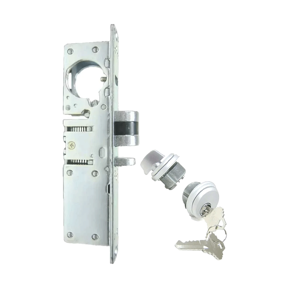 ECS HARDWARE - 1-1/8" Backset Zinc Plated Steel Lock Body with 2 Aluminum Faceplates and 1-5/32” Diameter Aluminum Finish Zinc Mortise Cylinder SC1 Keyway with 2 Brass Keys