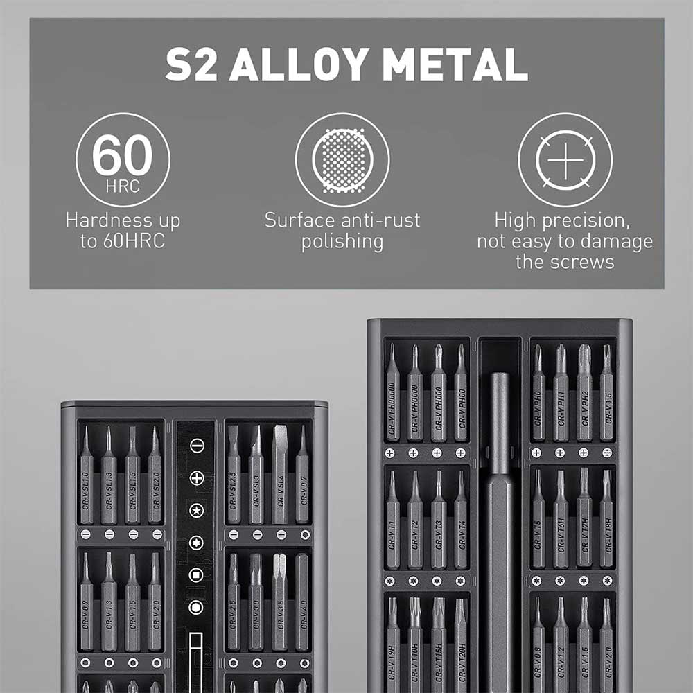 ECS TOOLS - MT-063-AL - Magnetic Screwdriver - 63 in 1 Precision Screwdriver Set - Aluminum Alloy