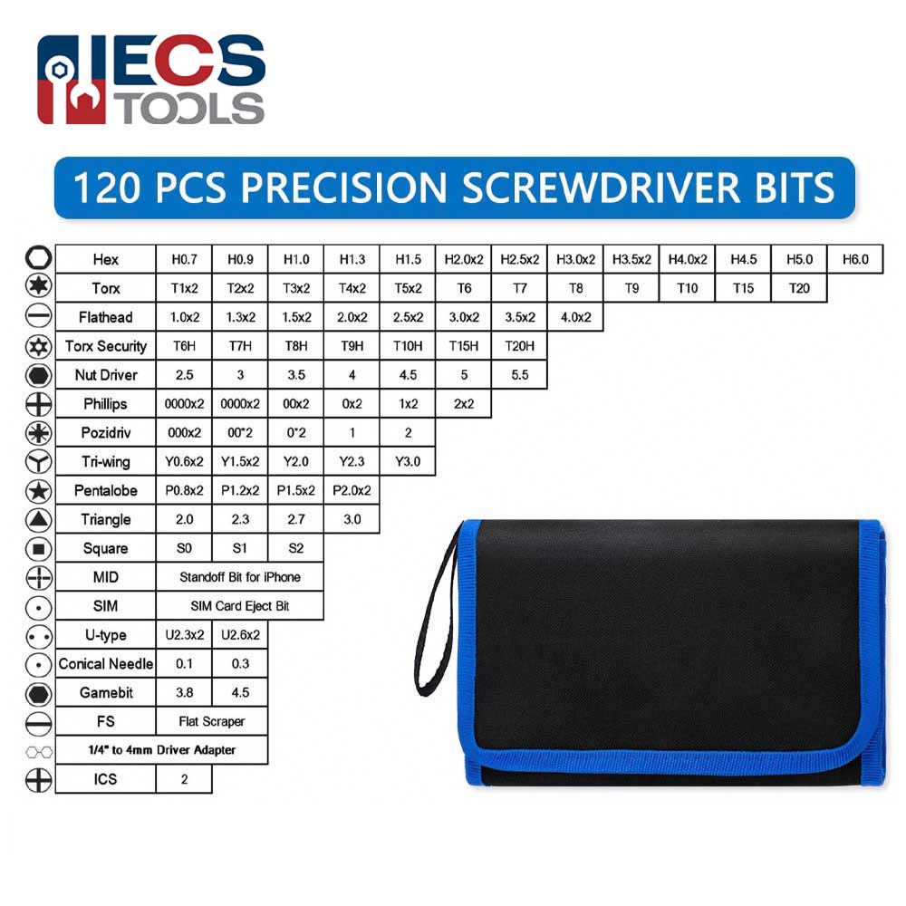 ECS TOOLS - MT-B140 - Magnetic Screwdriver - 140 in 1 Flexible and Adjustable Precision Screwdriver Set