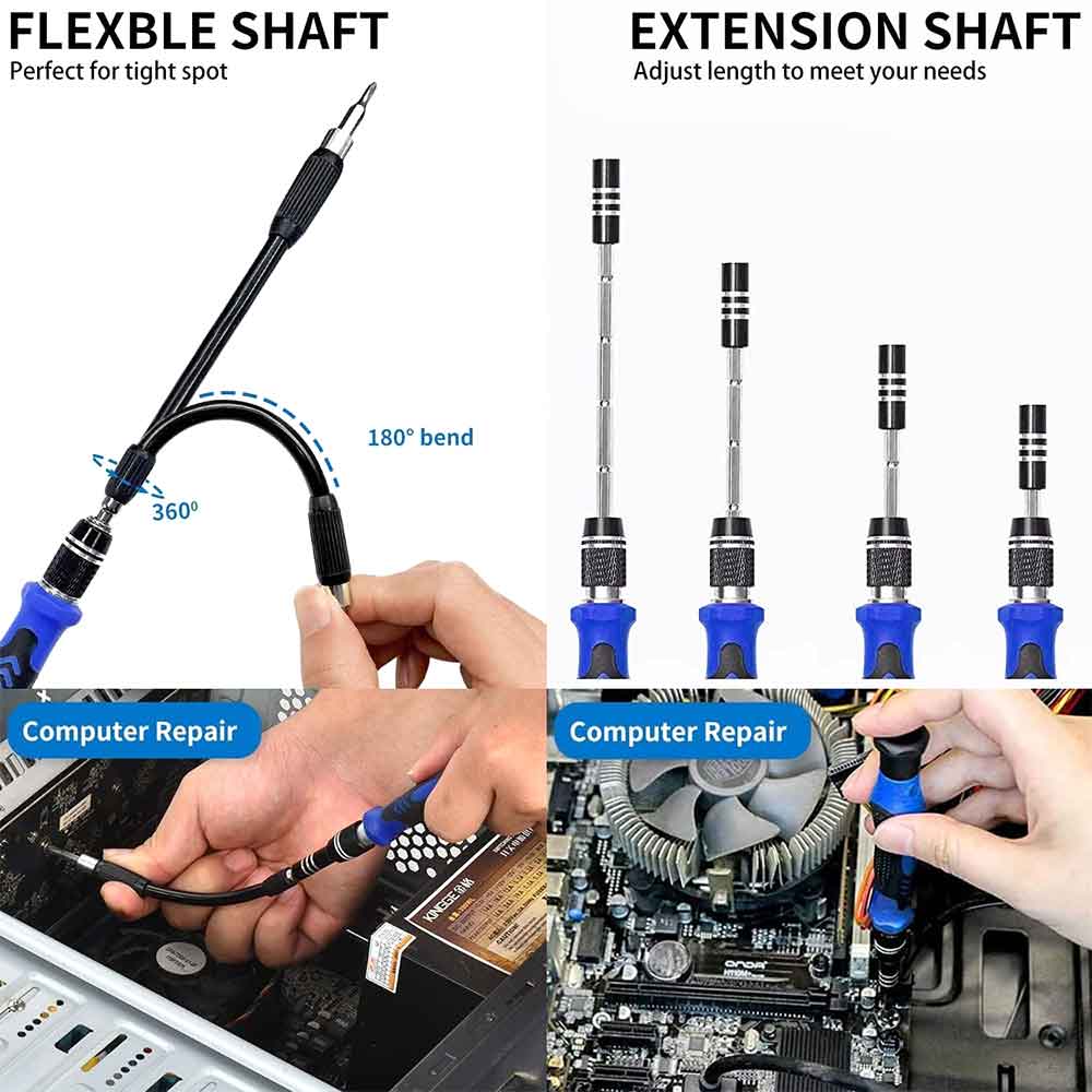 ECS TOOLS - MT-B140 - Magnetic Screwdriver - 140 in 1 Flexible and Adjustable Precision Screwdriver Set