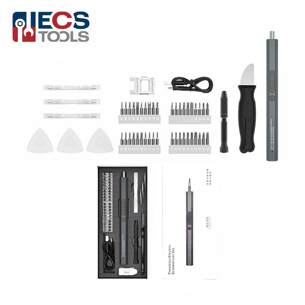 ECS TOOLS - MT-ELE50IN1-A - Electric Screwdriver - 50 in 1 Rechargeable Portable Mini Precision Set with Led Light