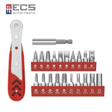 ECS TOOLS - MT-RW0221 - 22 in 1 Ratchet Wrench Set with 20 Chrome Vanadium Steel Bits