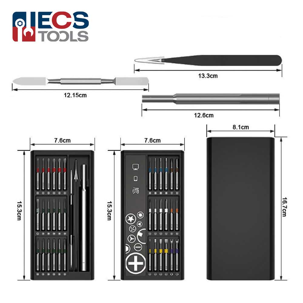 ECS TOOLS - MT-T0391 - Magnetic Screwdriver - 39 in 1 Detachable Mini Screwdriver Set