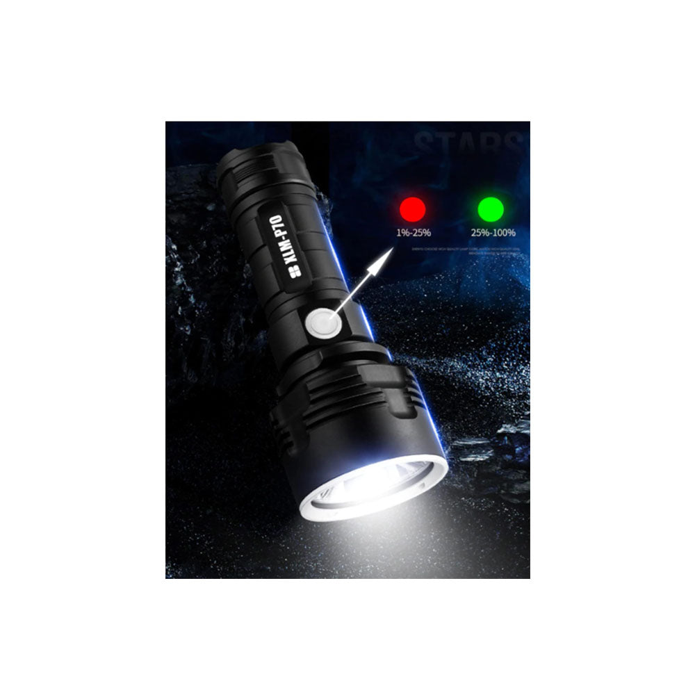 ECS TOOLS - RH-12197 - LED XHP70 Flashlight 26650 Battery - Aluminum