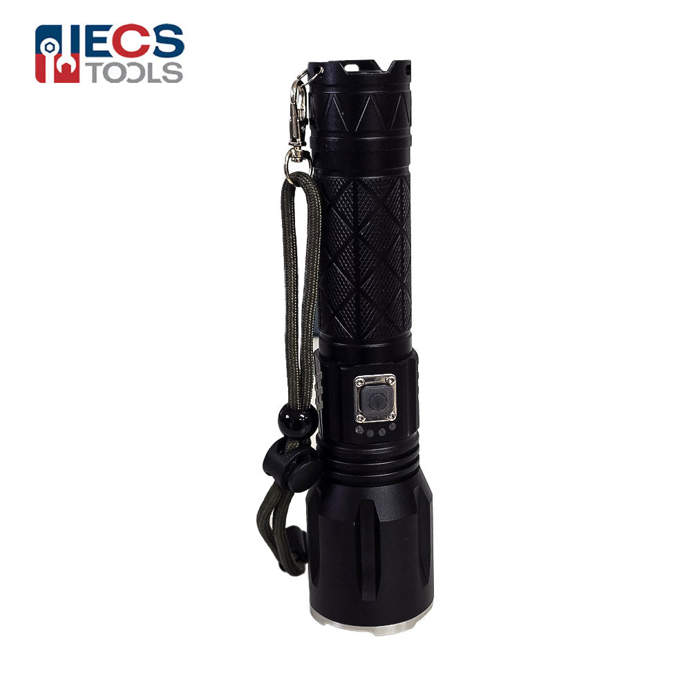 ECS TOOLS - RH-12270 - XHP90 Flashlight with Power Bank Zoom Output Power - Aluminum