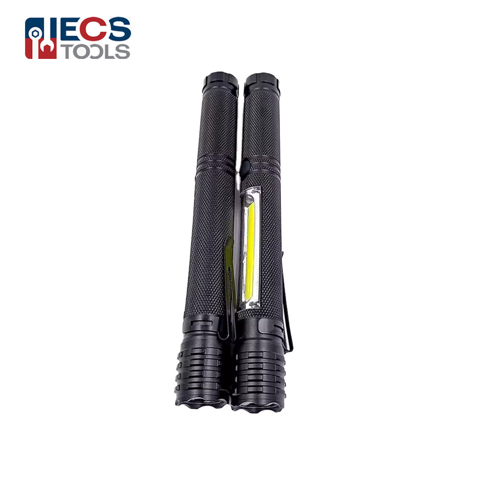 ECS TOOLS - RH-12280 - COB LED Work Flashlight with Magnetic Base and Clip Multi-Function Pocket Pen Light Inspection Work Light - Aluminum