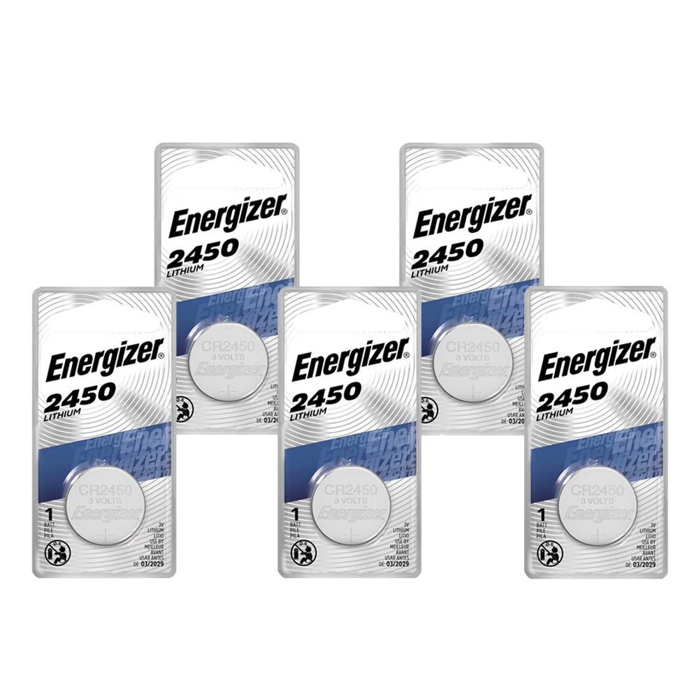 Energizer 3V Lithium Coin Cell Batteries CR2450 - 5 Pack