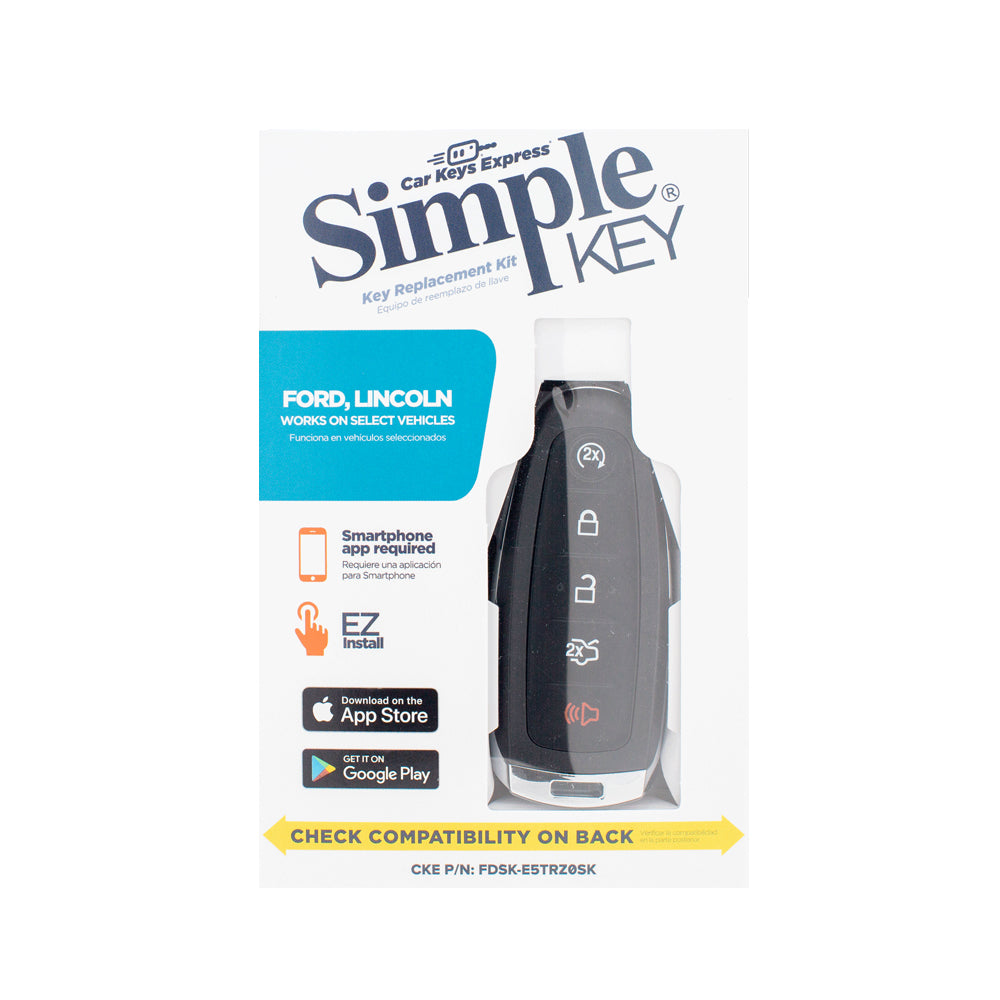 Simple Key 5-Button Smart Remote Key with Trunk and Remote Start (Edge Cut Blade) and EZ Installer Programmer