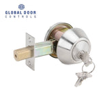 Global Door Controls - GLC Series - Commercial Cylindrical Deadbolts - Fire Rated - US26D (Brushed Chrome)