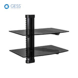 GESS Technologies - TVM 180152 - Dual AV Shelf Wall Mount - Cable Management System - Up to 22lbs