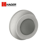 HAGER - 250W - Convex Wall Stop Cast Brass with Rubber Bumper - Satin Chrome