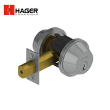 HAGER - 3214 - Cylinder x Thumbturn Deadbolt with Conventional Cylinder Square Corner and 2-3/4 Inch Backsets - Keyed Different - Grade 2 - Satin Stainless Steel