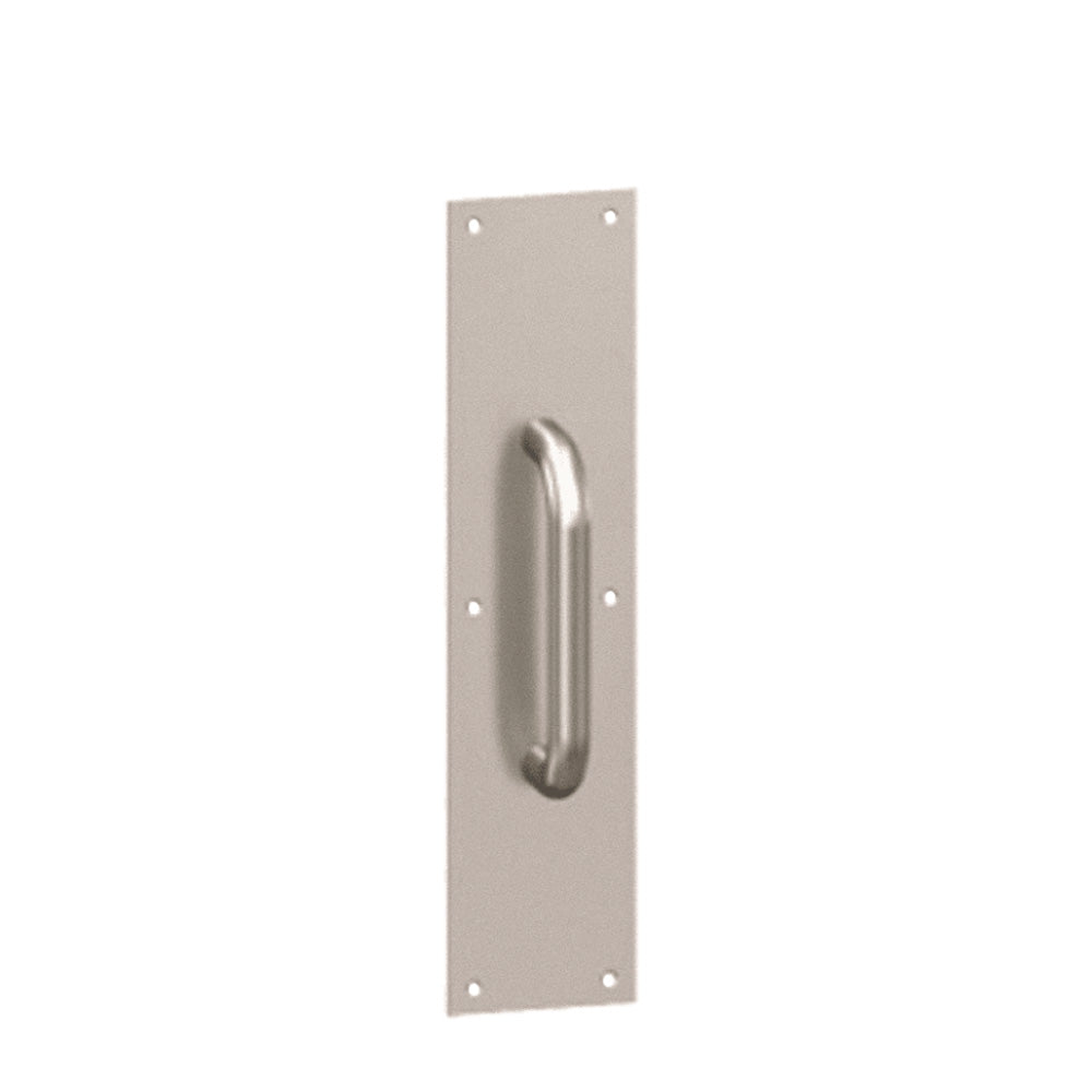 HAGER - 33J - Pull Plate - Square Corner with 3/4  Round Pull and 10  CTC - Satin Stainless Steel