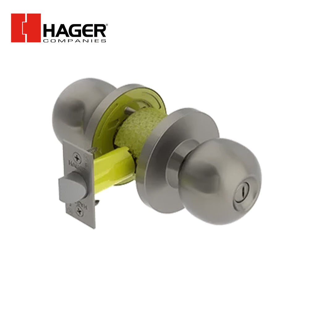 HAGER - 3540 - Privacy Cylindrical Lock and 2-3/4" Backset - ASA strike - Grade 2 - Satin Stainless Steel