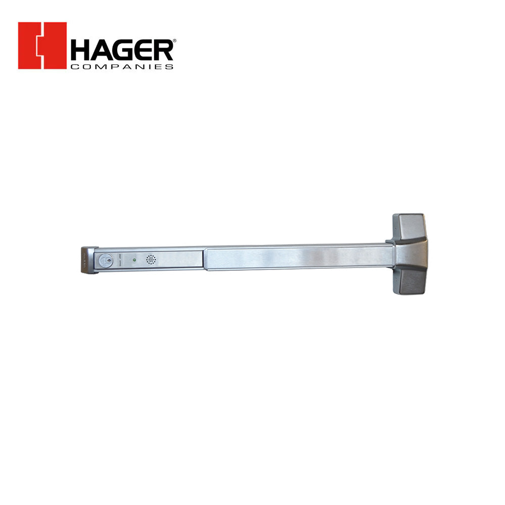 HAGER - 4501 - Mortise Exit Bar Wide Stile Pushpad and 36 Device Exit Only - Non-Handed - Grade 1 - Satin Chrome