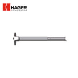 HAGER - 4601 - Rim Exit Bar Narrow Stile Pushpad and 36 Device Exit Only - Non-Handed - Grade 1 - Satin Chrome