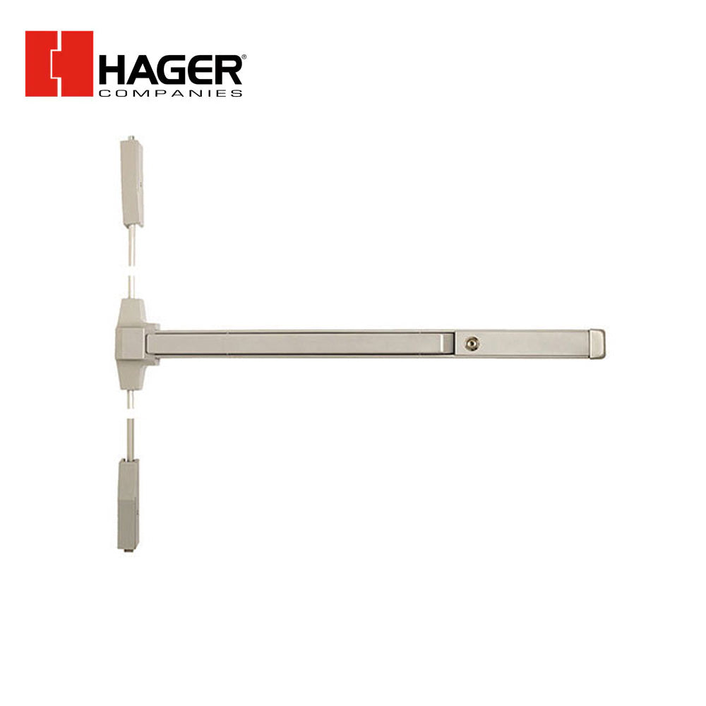 HAGER - 4701 - Surface Vertical Rod Exit Bar with Wide Stile Pushpad and 36 Inch Device Exit Only - Less Trim - Grade 1