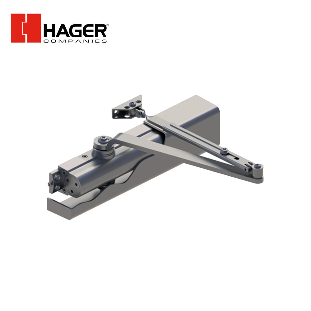 HAGER - 5200-PAR - Surface Closer Push or Pull Side Parallel Arm Mounting - Size 1 to 6 Adjustable - Grade 1 - Aluminum