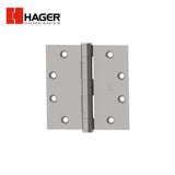 HAGER - BB1279 - Full Mortise Ball Bearing Hinge - 4.5 Inch by 4.5 Inch - 5 Knuckle - Satin Chrome