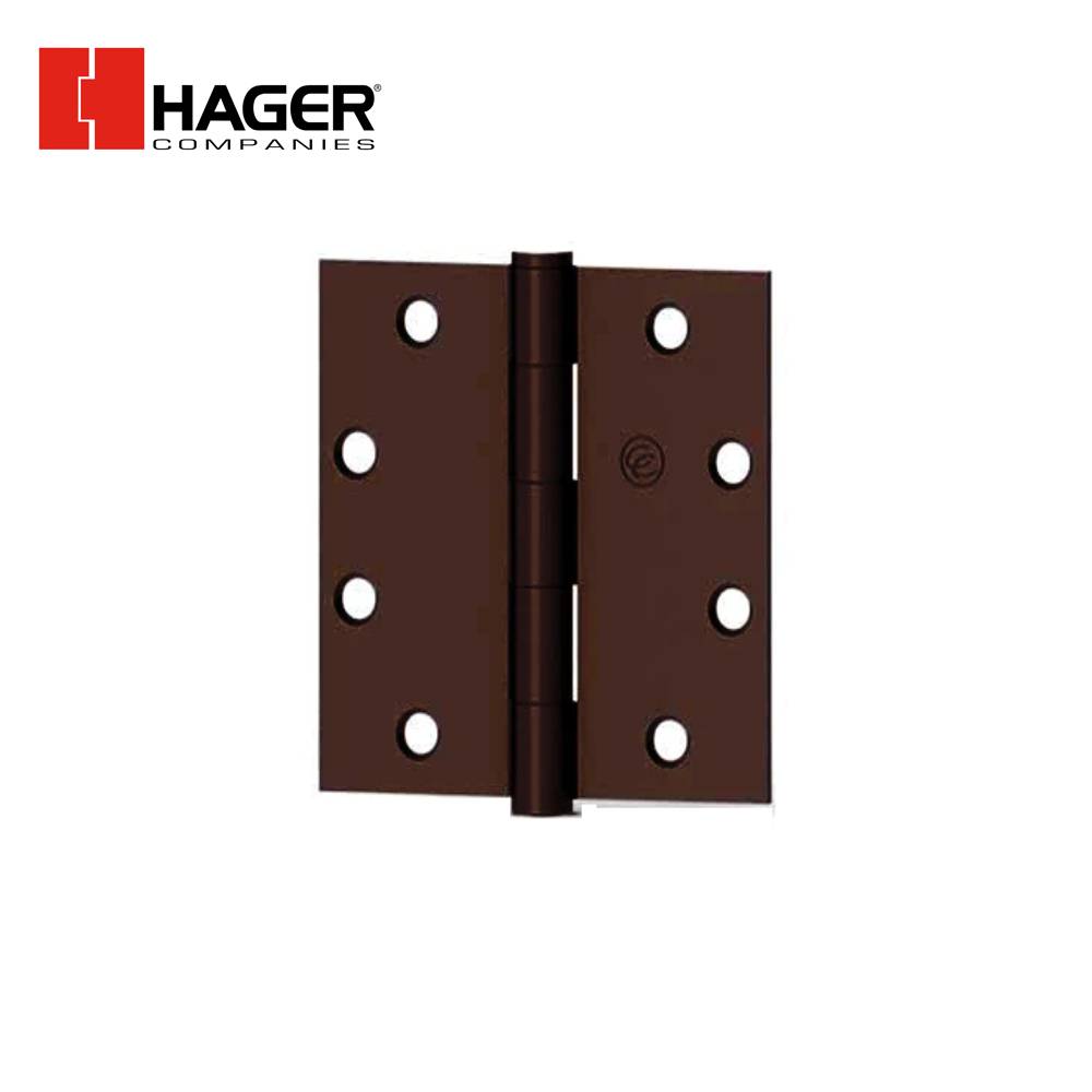 HAGER - EC1100 - Full Mortise Plain Bearing Hinge - 4.5 Inch by 4.5 Inch - 5 Knuckle - Oil Rubbed Bronze