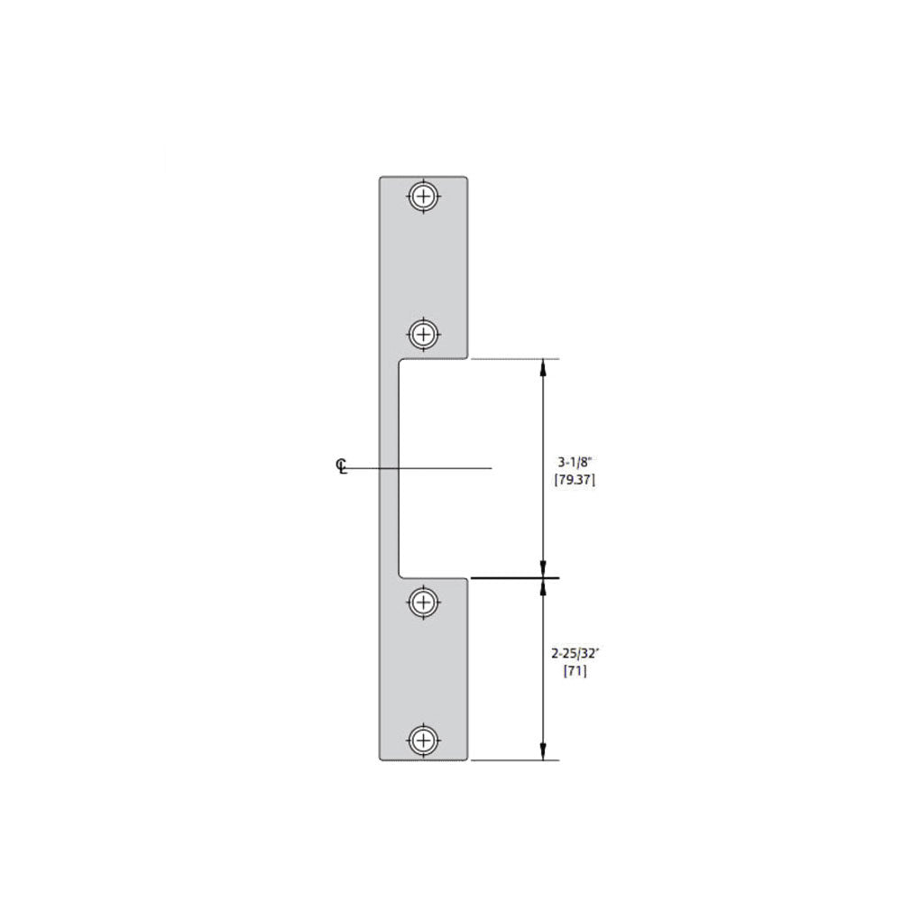 HES - 1006 Series - Faceplate for Mortise Locksets with 1 Inch Deadbolt without Deadlatch - A-2 Option (9 Inch x 1-3/8 Inch)