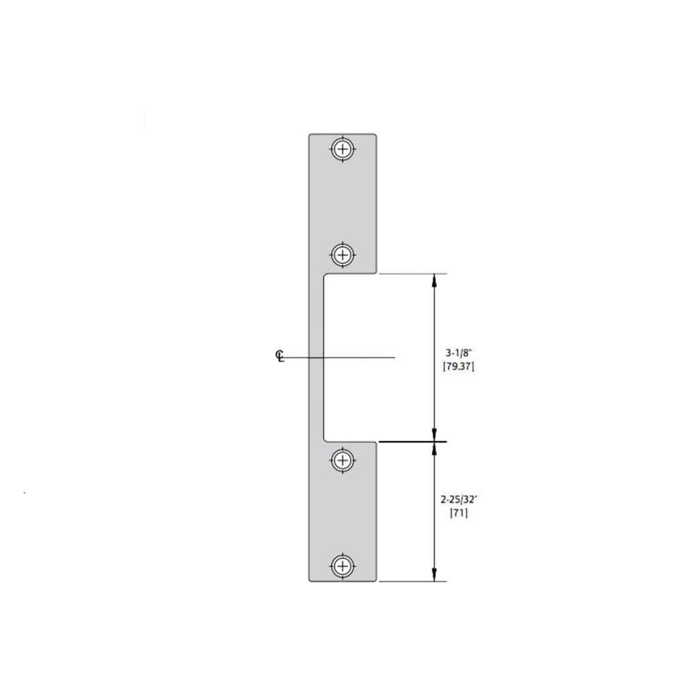 HES - 1006 Series - Faceplate for Mortise Locks with 1 Inch Deadbolt without Deadlatch - H-2 Option (9 Inch x 1-3/8 Inch)