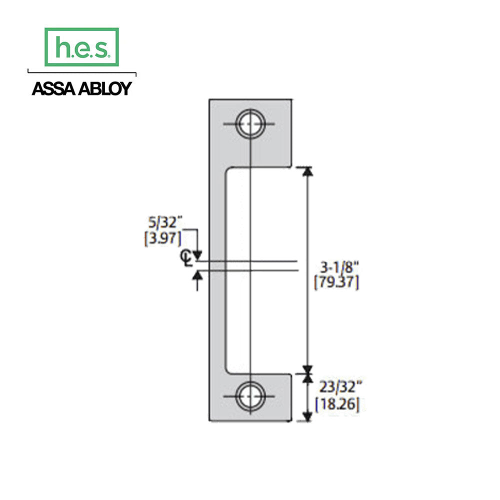 HES - 1006 Series - Faceplate for Mortise Locksets with 1 Inch Deadbolt without Deadlatch - HD Option (4-7/8 Inch x 1-1/4 Inch)