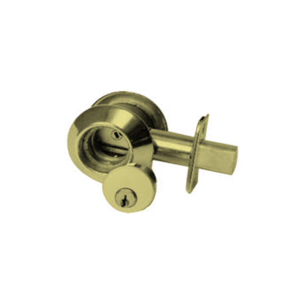 ILCO - Mortise Cylinder Heavy Duty Standard Deadbolt - 2-3/8 Backset - Bright Brass - Grade 2 (Without Single Cylinder)