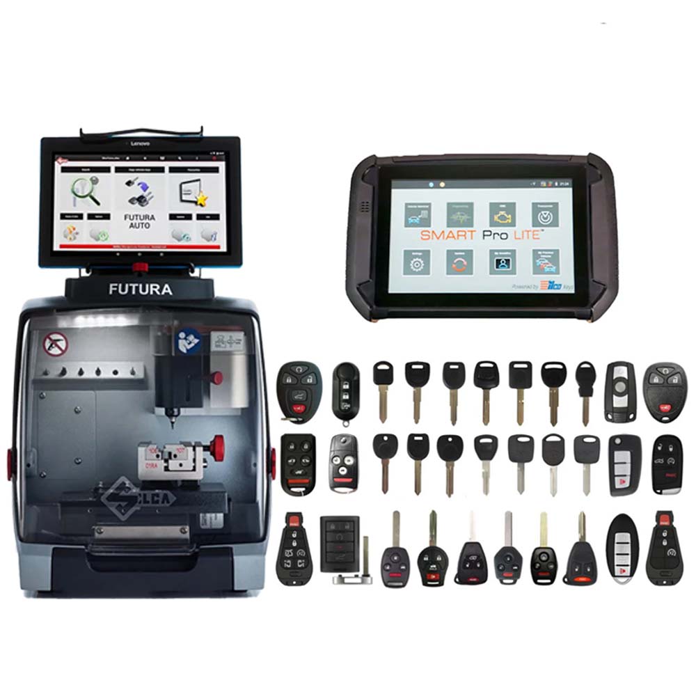 Complete Key Programming and Cutting Bundle Including Futura Auto with Smart Pro Lite and 85 Assorted ILCO Look-alike Remotes