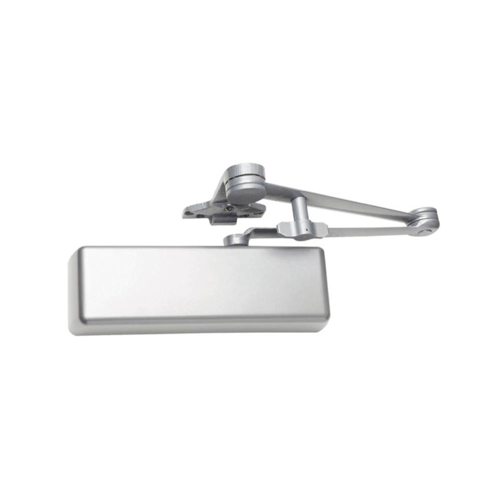 LCN - 4111-SHCUSH - Surface Door Closer - Spring Hold Open Cush-N-Stop Arm - Plastic Cover - Size 1-5 - Grade 1 - Optional Handed - 689 (Aluminum Painted Finish)