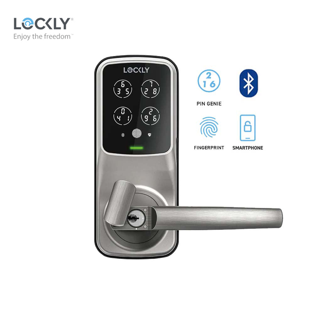 Lockly - PGD628F - Fingerprint Biometric Electronic Lever Set - Keypad - App Control - Field Reversible - Secure Plus Latch Edition