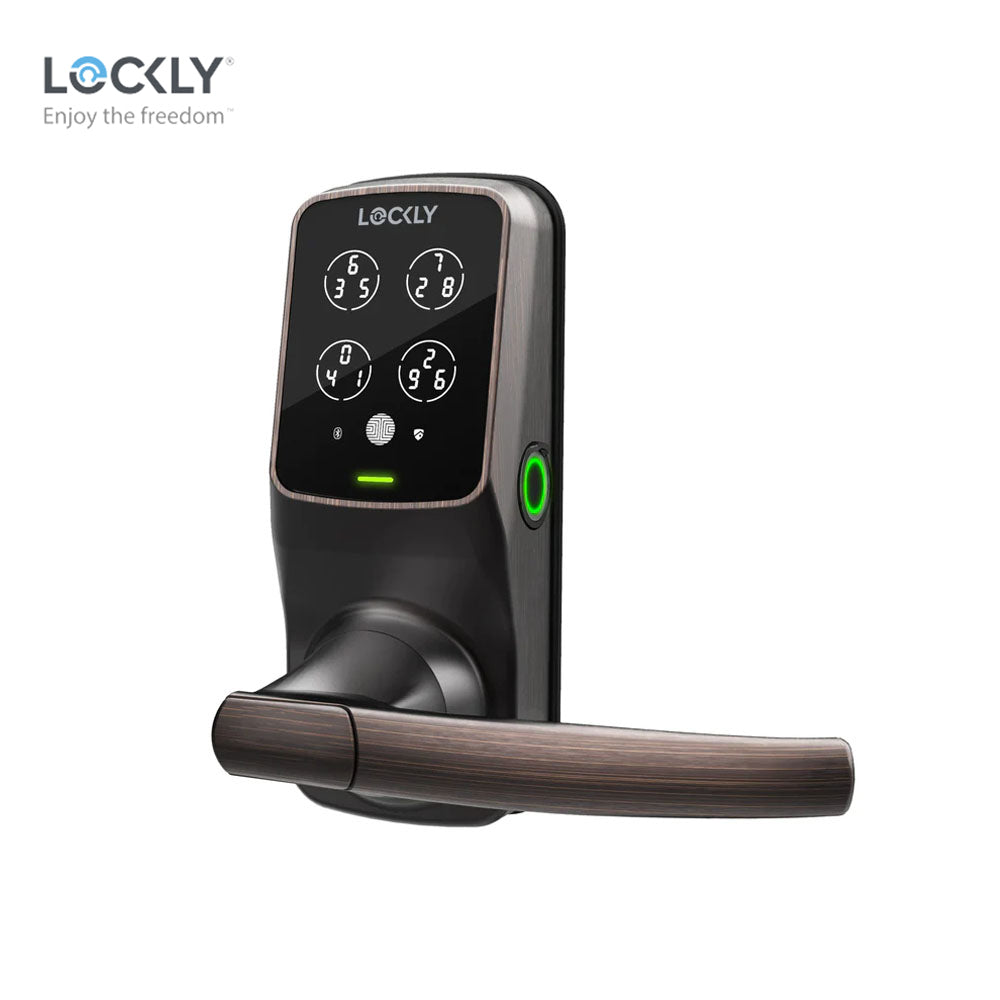 Lockly - PGD628F - Fingerprint Biometric Electronic Lever Set - Keypad - App Control - Field Reversible - Secure Plus Latch Edition