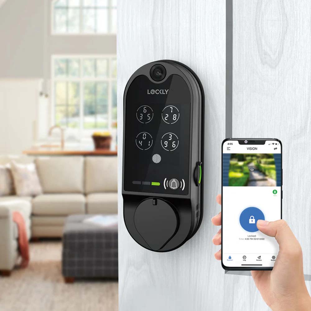 Lockly - PGD798 - Vision Doorbell Video Camera Smart Lock - Fingerprint Biometric Keypad - Remote App Control - Vision Deadbolt Edition