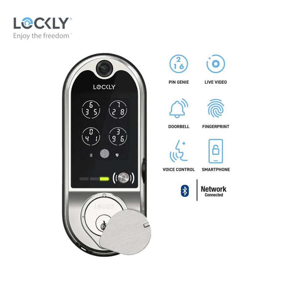 Lockly - PGD798 - Vision Doorbell Video Camera Smart Lock - Fingerprint Biometric Keypad - Remote App Control - Vision Deadbolt Edition