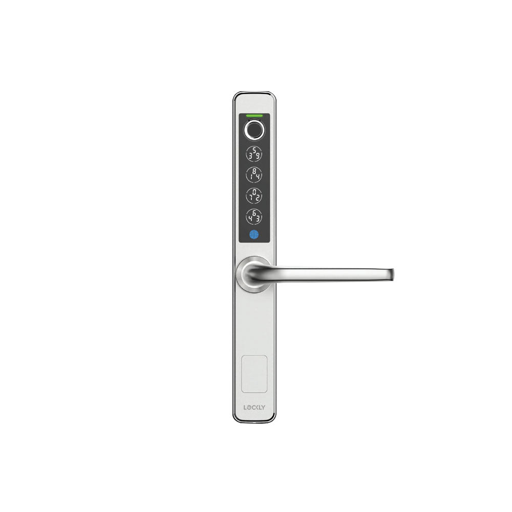 Lockly Guard - PGD228WSL - Narrow Stile Double Hook Mortise Lever Set - Slide Edition - RFID - Biometric Fingerprint - Keypad - Wi-Fi/Bluetooth App - Backset 1-1/8" - Athena 228SL - Stainless Steel