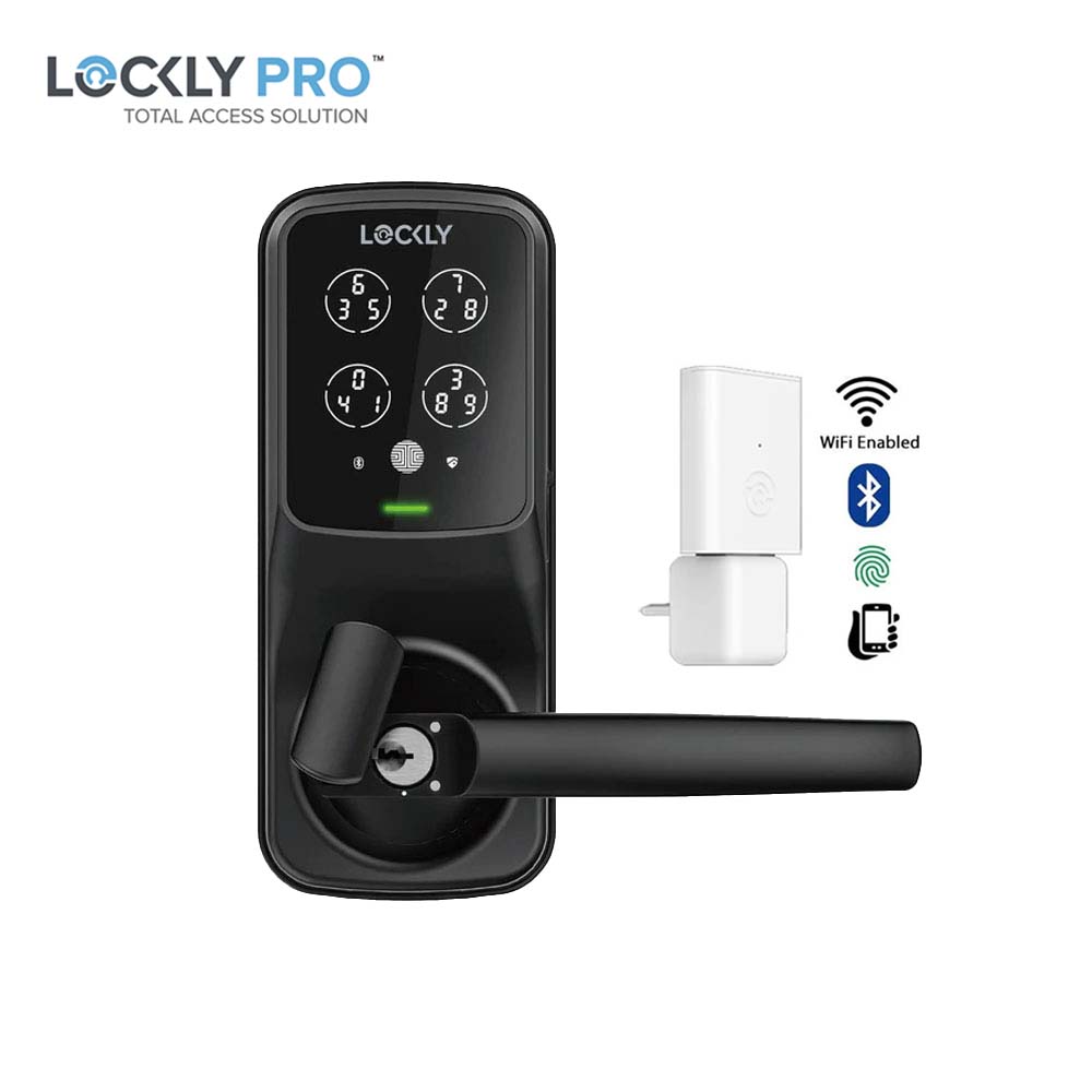 Lockly - PGD678W - Dual Locking Deadbolt and Latch - Fingerprint Reader - Wi-Fi/Bluetooth App - Keypad - Duo Compact Interconnected Editon