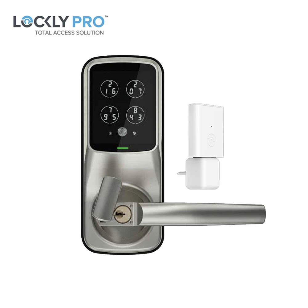 Lockly - PGD678W - Dual Locking Deadbolt and Latch - Fingerprint Reader - Wi-Fi/Bluetooth App - Keypad - Duo Compact Interconnected Editon