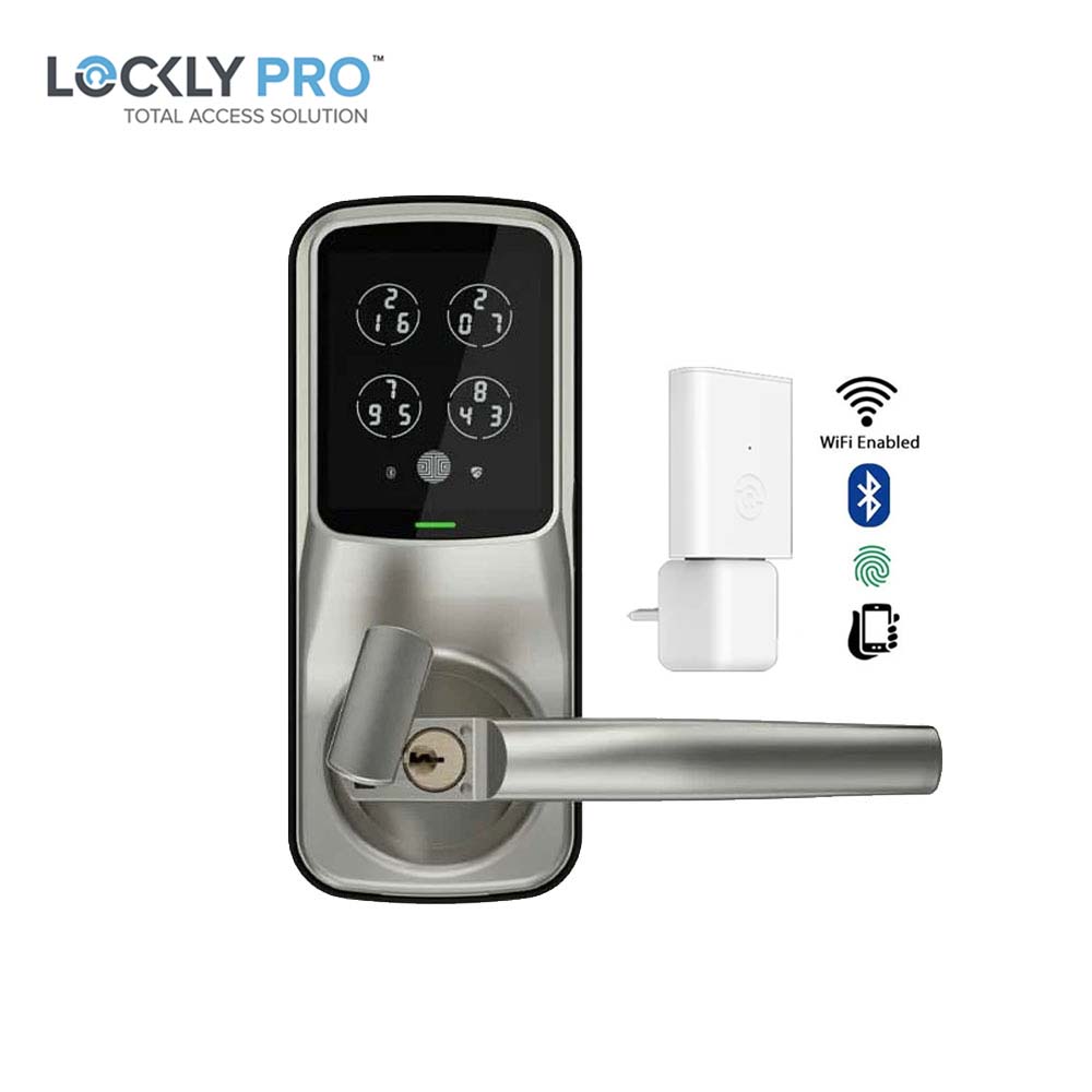 Lockly - PGD678W - Dual Locking Deadbolt and Latch - Fingerprint Reader - Wi-Fi/Bluetooth App - Keypad - Duo Compact Interconnected Editon