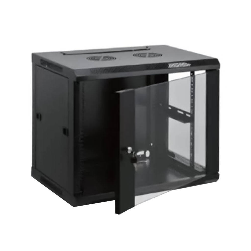 MDY - 300741 - 15U - Wall Mount Rack Cabinet with Fan and Tempered Glass Flat Door