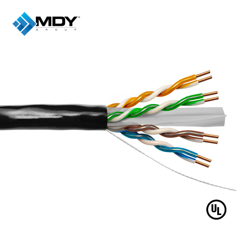 MDY - CAT6 UTP 0.53MM Copper Direct Burial Network Cable for Outdoor/Underground - 1000FT - Black