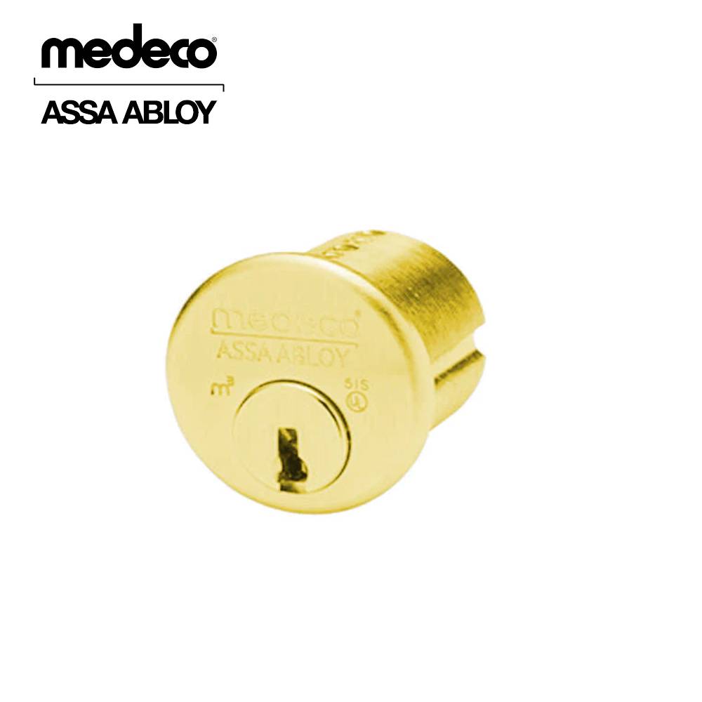 Medeco - 100200T-05-DLT-Z01 - Mortise Cylinder MedecoÂ³ with 6-Pin DL Keyway and 1-1/8 - CT-Z01 Standard Yale Cam - 05 (Bright Brass)