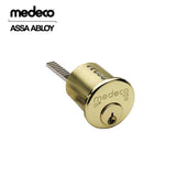 Medeco - 100400HT-05-DLT-Y02 - Rim Cylinder Medeco with 6-Pin DL Keyway and 1-1/8 - CT-Y02 Horizontal Tailpiece - 05 (Bright Brass)