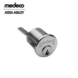 Medeco - 100400HT-26-DLT-Y02 - Rim Cylinder MedecoÂ³ with 6-Pin DL Keyway and 1-1/8 - CT-Y02 Horizontal Tailpiece - 26 (Satin Chrome)