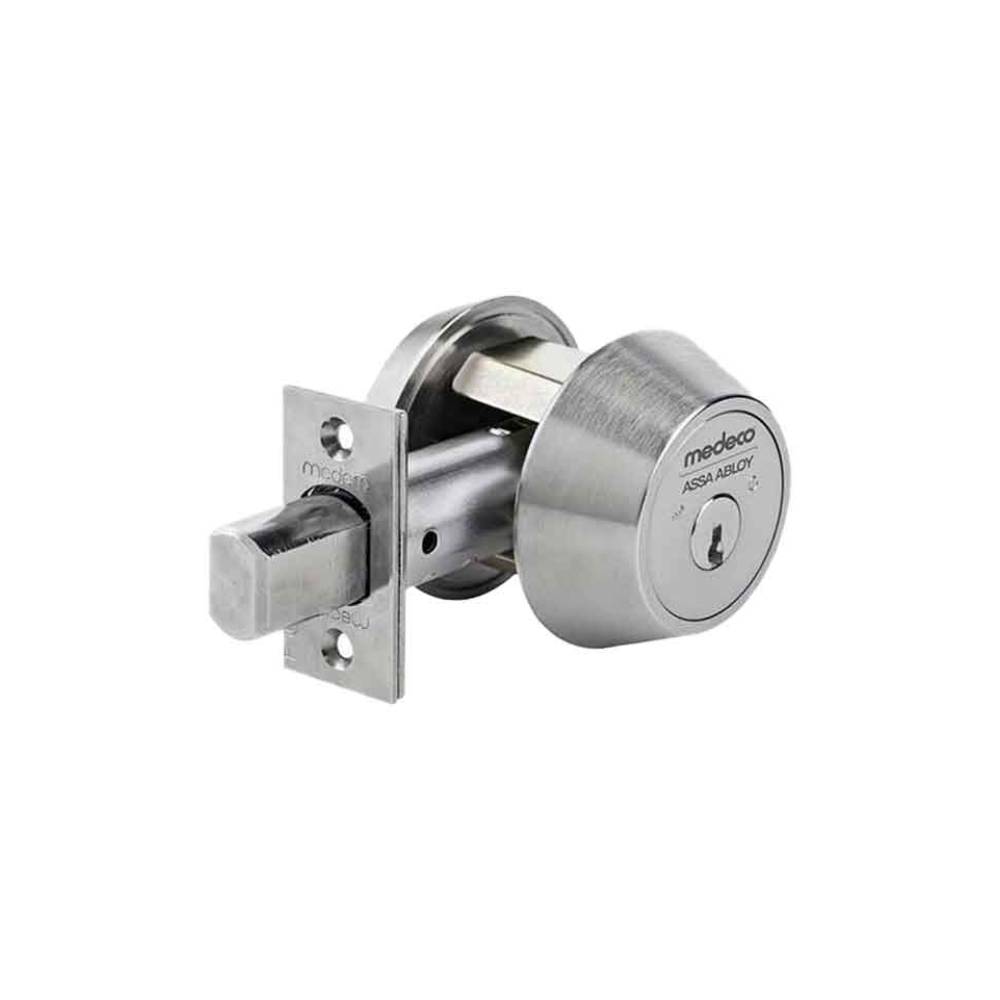 Medeco - 11C603J-26-DLT - Maxum Commercial Deadbolt with 6 Pin DL Keyway Single Cylinder and 2-3/8 Backset - MedecoÂ³ BiLevel - 26 (Satin Chrome)