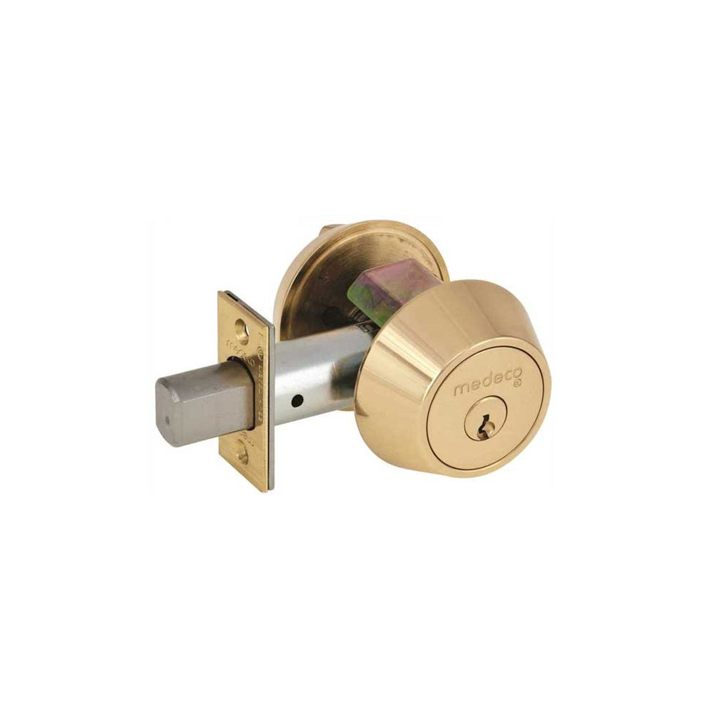 Medeco - 11R503J-05-DLT - Maxum Residential Deadbolt with 5 Pin DL Keyway Single Cylinder and 2 3/8" Backset - Medeco³ BiLevel - 05 (Bright Brass)